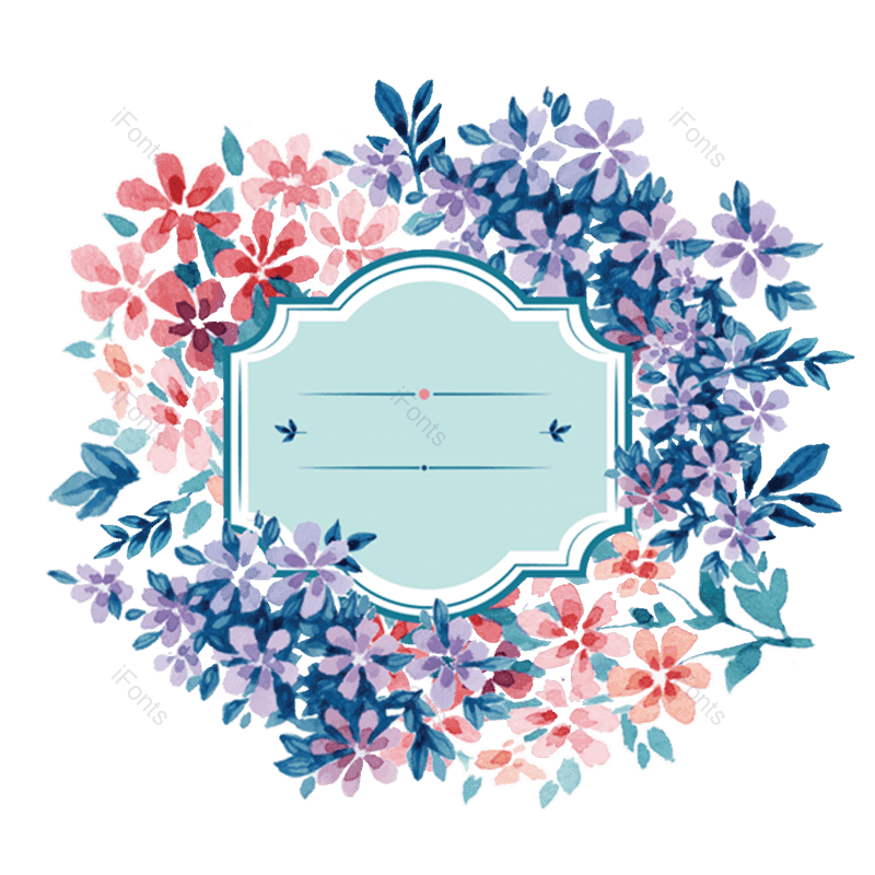 水墨图片,花环元素,夏天边框PNG,水彩免抠素材
